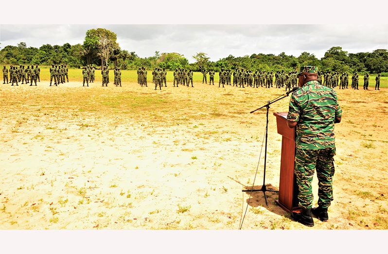 Colonel General Staff, Colonel Julius Skeete addressing the potential soldiers