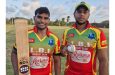 Aaron Beharry (left) made 75 not out while Ariel Tilku made 19 not out and had 2-29