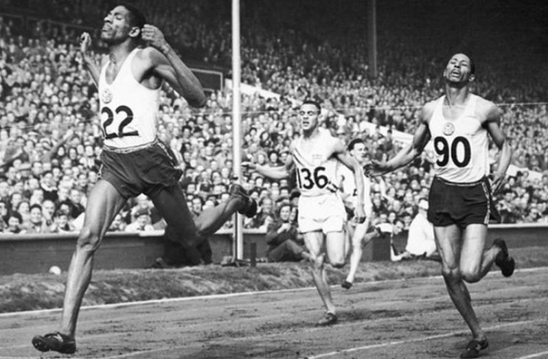 Arthur Wint (left) equalled the world record in the 400m event at Wembley Stadium in August 1948, coming from behind to defeat fellow Jamaican Herbert McKenley (right), who took silver