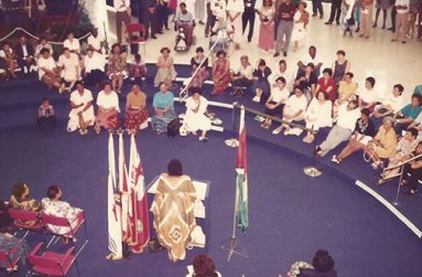 Then member of the Guyana Women Artists’ Association (GWAA) Professor Doris Rogers addressed the audience at the 1994 opening of their exhibition at the Scarborough Civic Center in Canada. GWAA remains one of the few surviving artist-led initiatives in Guyana that is still actively hosting events each year since its establishment in 1987