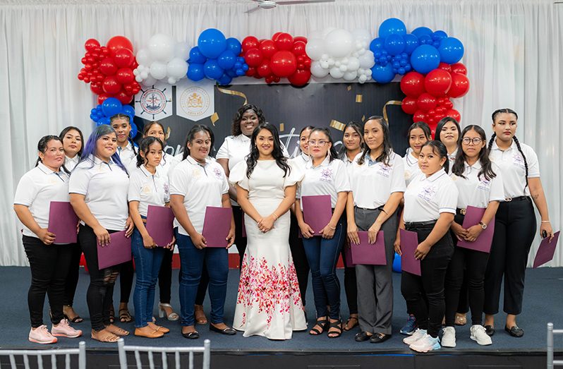 First Lady Mrs Arya Ali with some of the graduates