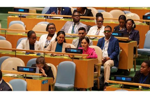 First Lady Arya Ali is leading a four-member delegation comprises: Ganesh Singh, Programme Manager, Guyana Council of Organisations for Persons with Disabilities; Dr. Ariane Mangar, Director of Disability and Rehabilitation, Ministry of Health; and Ravin Singh, Director of Projects, Policy & Public Affairs, Office of the First Lady. Permanent Representative of Guyana to the UN, Ambassador Carolyn Rodrigues-Birkett; Ambassador Trishala Persaud, Deputy Permanent Representative; and Abosede Hazlewood, Second Secretary, comprise the team from Guyana’s Permanent Mission to the UN