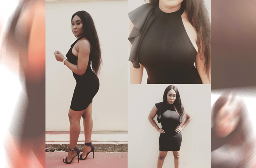 Owner of Little Black Dress, Asake Lee, modelling some of the very unique fashion pieces that will be available in store.
