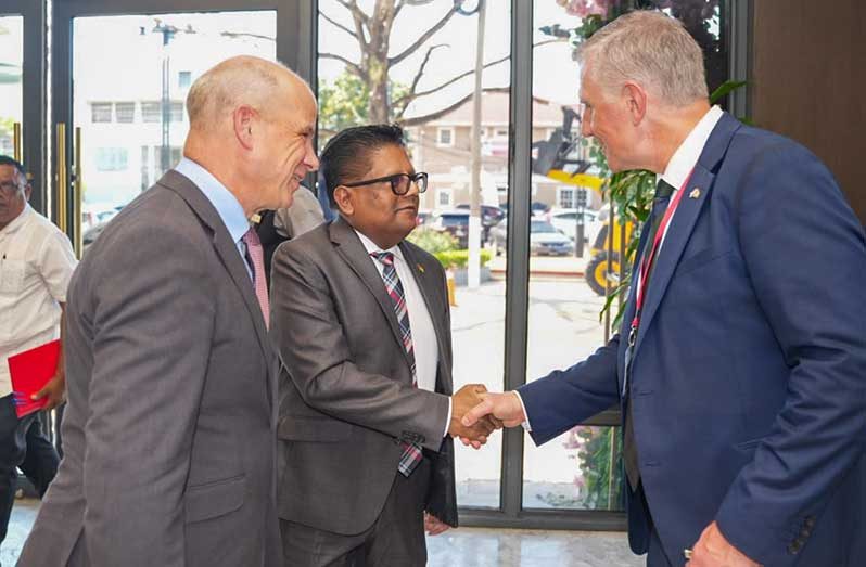 Senior Minister in the Office of the President with Responsibility for Finance Dr Ashni Singh addresses Guyanese and British business leaders during a business engagement which was convened as part of the state visit by His Majesty King Charles III on Friday at the Jewelz by King’s Hotel