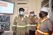Senior Minister in the Office of the President with responsibility for Finance, Dr. Ashni Singh meets with employees of the Aurora Gold Mines (AGM)