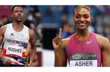 Zharnel Hughes (left) and Dina Asher Smith