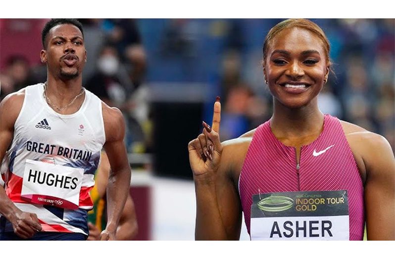 Zharnel Hughes (left) and Dina Asher Smith