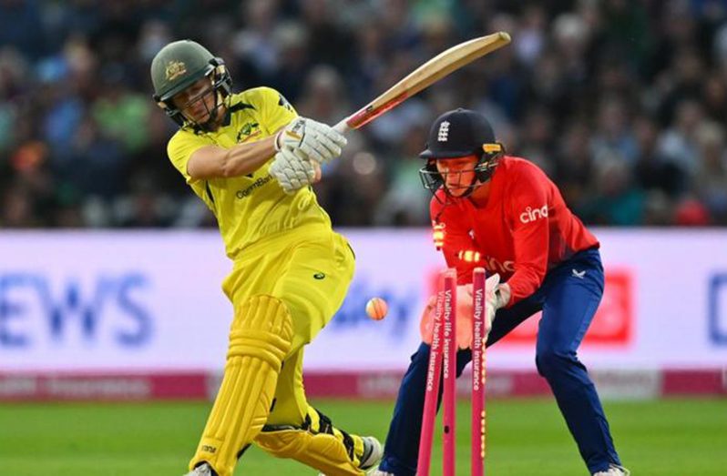 Australia stuttered towards the end of their chase as England fought back by taking three late wickets