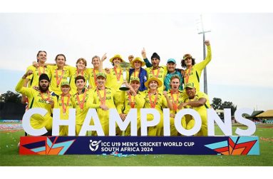 On top of the world: Australia are 2024 Under-19 World Cup champions  •  (ICC/Getty Images)