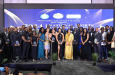 The awardees alongside Ministers Charles Ramson Jr. and Steven Jacobs at the Pegasus Hotel on Saturday evening