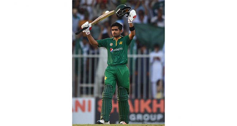 Babar Azam soaks in the applause after raising his maiden international century against  West Indies in Sharjah.
