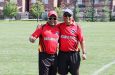 Coach Azib Ali Hanif (left) with manager Farouk Karmani, a former Canadian national captain