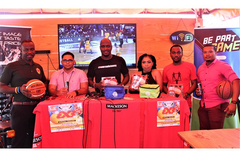 From left: Junior Hercules, Fharis Mohamed, Rawle Toney, Keon Persaud and Treiston Joseph at the launch yesterday. (Photo: Avenash Ramzan)