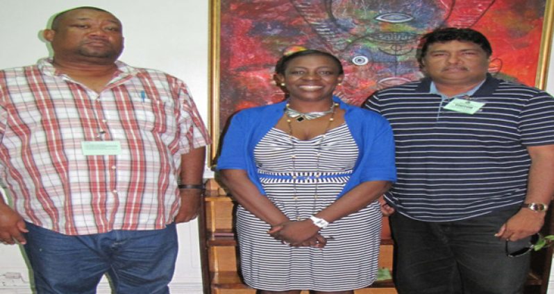 From L-R: RHTYSC president Hilbert Foster, Minister within the Ministry of Education with responsibility for Sports Nicolette Henry and BCB president Anil Beharry.