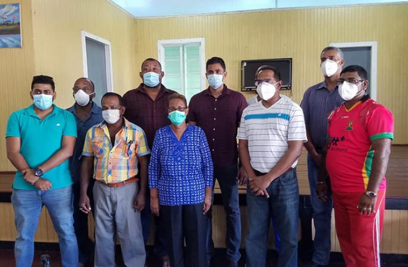 Minister of Culture, Youth and Sport, Charles Ramson with executives of the Berbice Cricket Board. (Photo compliments: BCB)