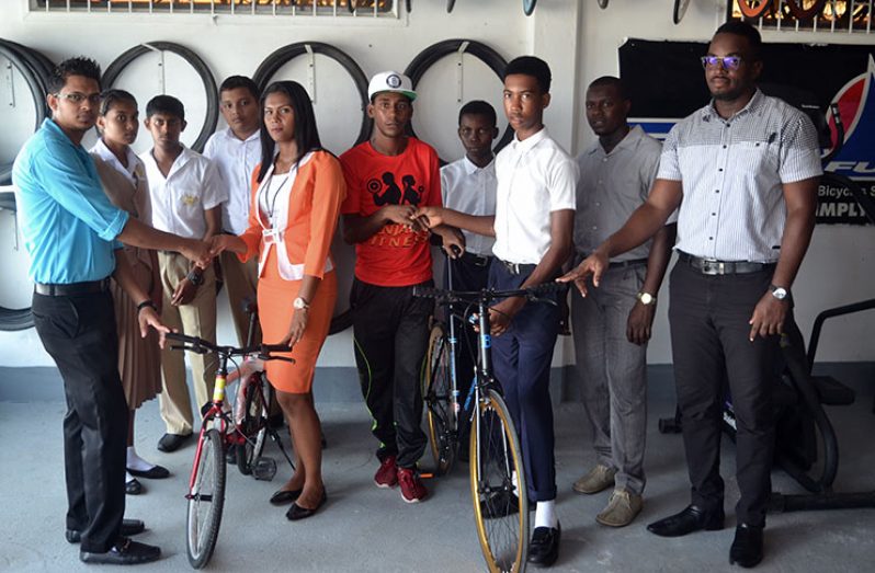 Presentation of  BMX and track bike to Corentyne Comprehensive High and Central Corentyne Secondary Schools.