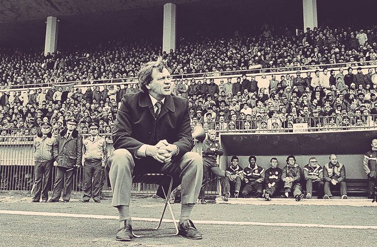 Manager Bobby Robson watches England as they thrash Turkey 8-0 in 1984 in Istanbul.