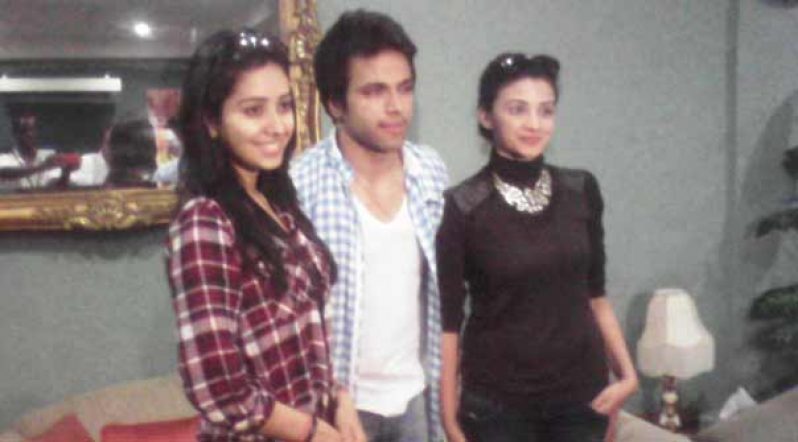 ZEE soap opera stars ‘Abha’, ‘Arjune’, and ‘Purvi’ speak with the media at the Cheddi Jagan International Airport.