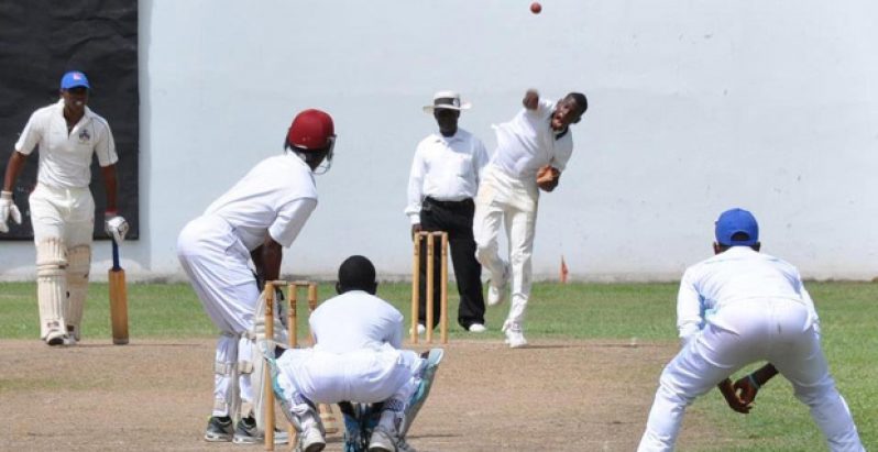 Not only talented with the bat, Williams is seen here bowling off-spin in a First Division match where he represented the Malteenoes Sports Club (MSC) against the Georgetown Cricket Club (GCC)