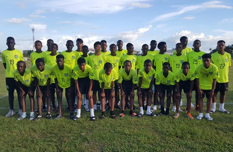 Some of the shortlisted players for the National U-14 Boys encamped for CFU U-14 Challenge Trophy