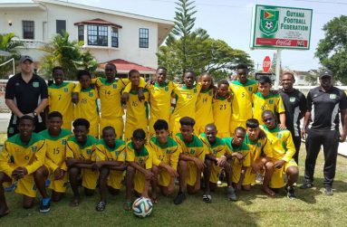 U-15 Boys' National Squad with GFF Technical Director,Ian Greenwood;GFF Youth Development Officer Bryan Joseph and GFF Youth Development Coach,Challus McKinnon.