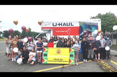 The students of Sand Creek Middle School in New York donating the books in a display of love and kindness to the children of Annai Village