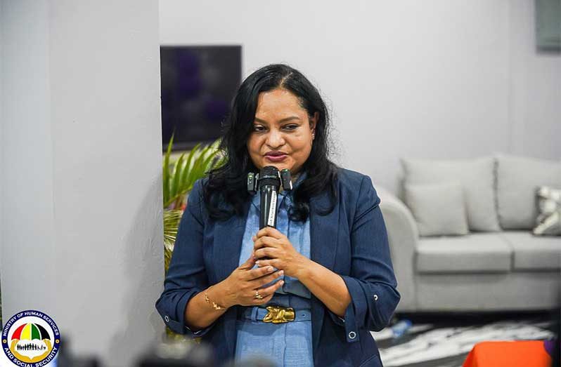 Minister of Human Services and Social Security Dr. Vindhya Persaud as she formally launched the BRAVE Centre at  Leonora on Tuesday (MHSSS photos)
