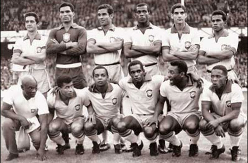 Brazil vs Portugal World Cup 1966:  Back (L-R), Orlando, Manga, Brito, Denilson, And Rildo, Fidelis 
Front (L-R): Massuer Americo, Jairzinho, Lima, Silva, Pele, And Parana