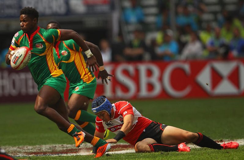 Guyana’s Claudius Butts in action in Hong Kong
