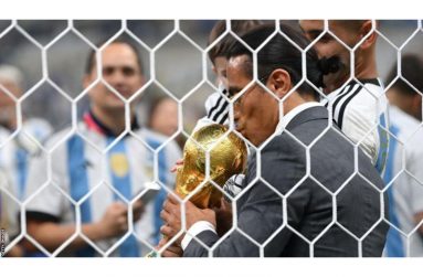 Salt Bae is seen kissing the World Cup trophy