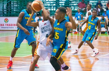 Part of the action in the Bahamas and Antigua Game which Bahamas won 109-71.