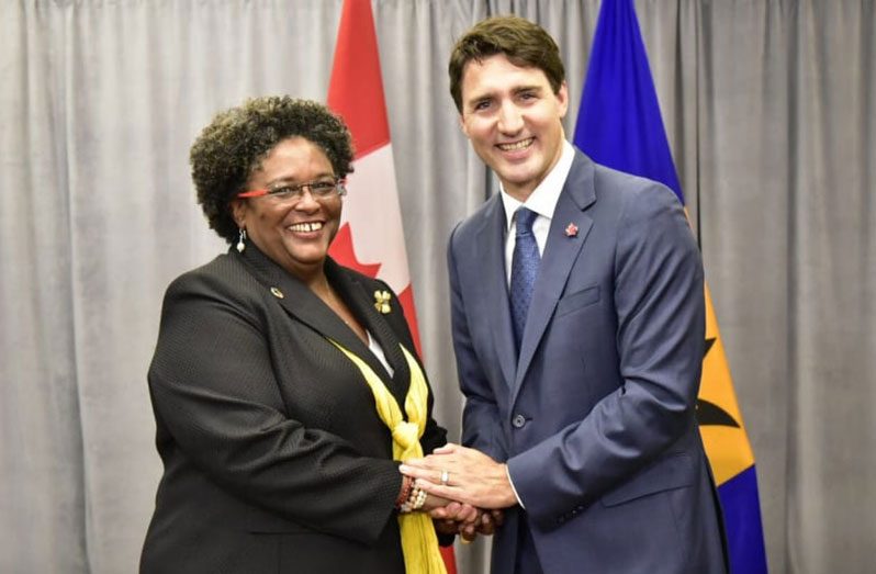 Prime Minister of Barbados, Mia Amor Mottley and Canada’s Prime Minister, Justin Trudeau