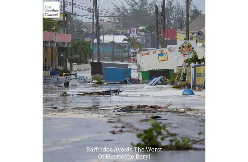 The inclement weather rendered some roadways in Barbados impassable (Photo credit: Facebook/ZIP 103 FM)