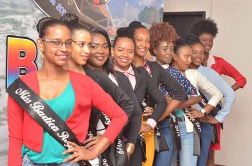 Some of the Miss Bartica Regatta Delegates at the Pegasus Hotel yesterday
