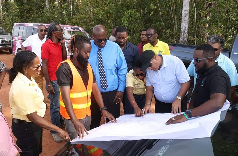 Minister Collin Croal and his team inspected infrastructure construction at the recently constructed homes at Tracts “CHPA” and “CHPA Extension in Region Seven”