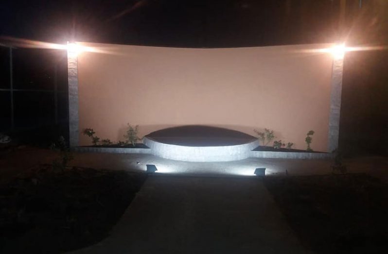 The Wall of Honour being constructed at the Community Center in Bartica