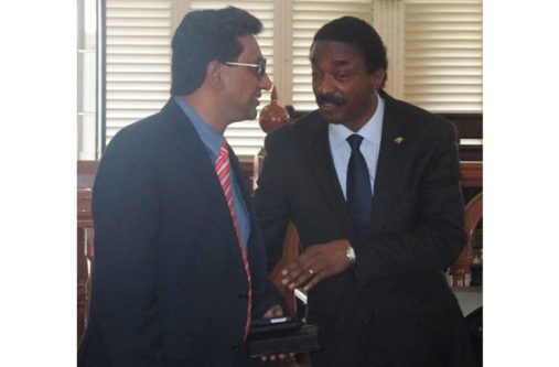 Flashback: Attorney General (AG) and Minister of Legal Affairs, Basil Williams (right), in discussion with former AG and Minister of Legal Affairs, Anil Nandlall