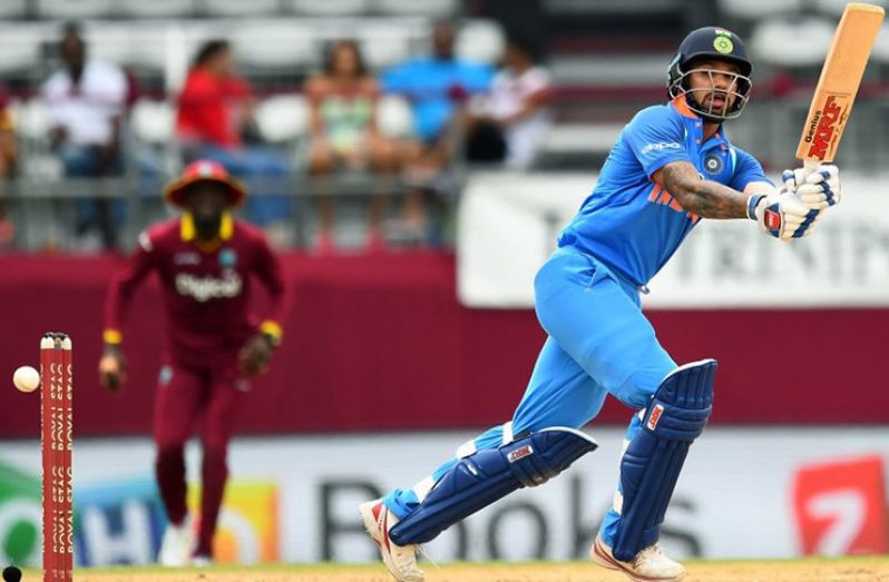 The flick was a productive shot for Shikhar Dhawan, West Indies v India, 1st ODI, Port-of-Spain, yesterday. (AFP)
