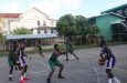 Caption- St Roses High and President’s College in battle in the Schools Basketball League