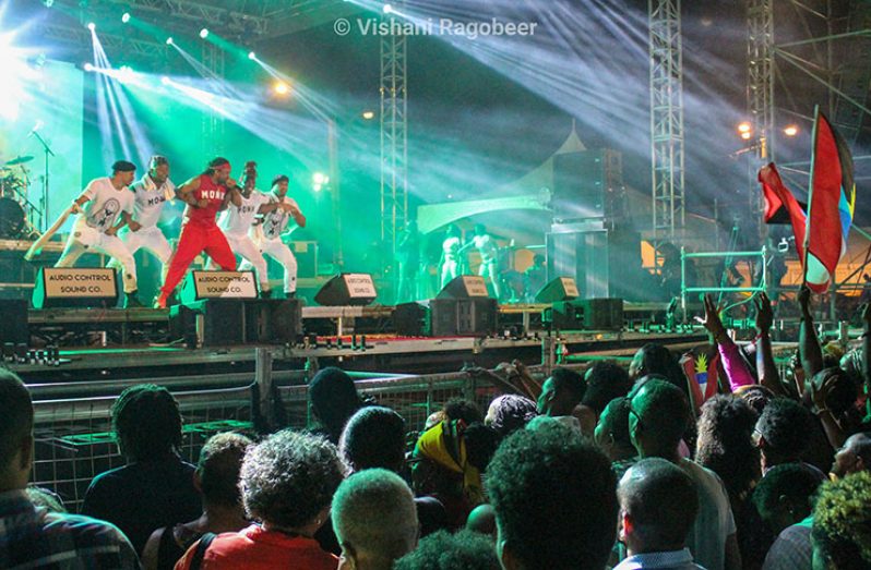 Machel Montano performing his Famalay