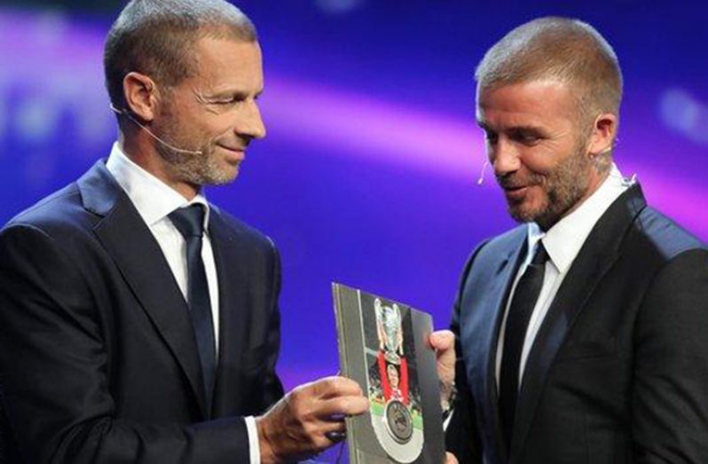 Former Manchester United and England midfielder David Beckham was awarded the UEFA President's award before the draw.
