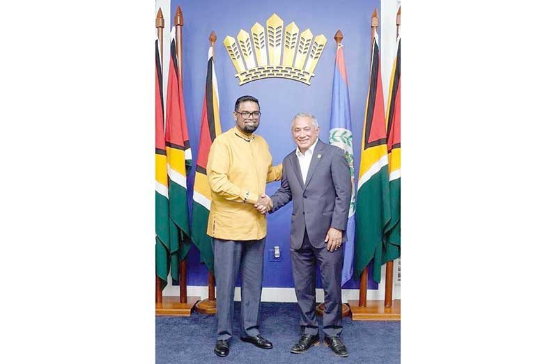 President Dr Irfaan Ali and the Prime Minister of Belize, John Briceño