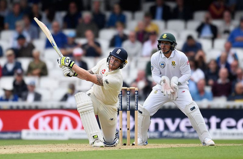 England's all-rounder Ben Stokes  went on the attack to reach  his fifth Test century at The Oval.
