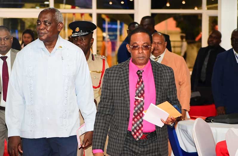 Home Affairs Minister Robeson Benn and Commissioner of Police (ag), Clifton Hicken at the Guyana Police Force’s (GPF) 185th Anniversary Symposium