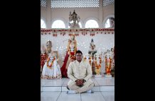 Pandit Krishna Persaud, at the Dharmic Shri Krishna Mandir, shares insights into the festival of colours (Samuel Maughn photo)