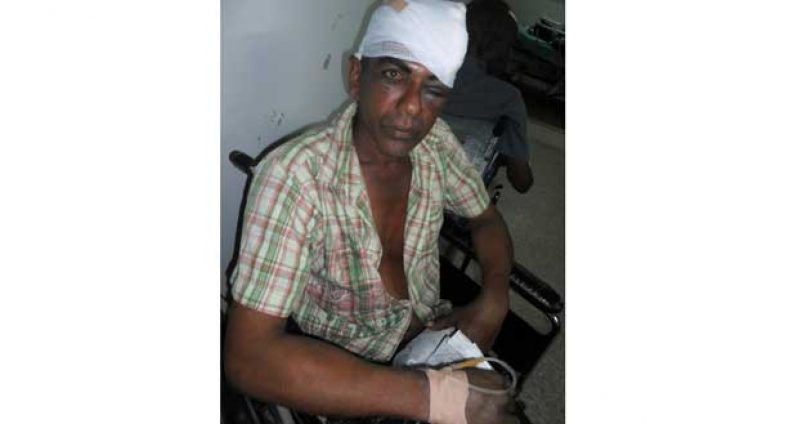 The injured Bhagwan Persaud is a patient at the G/town Public Hospital