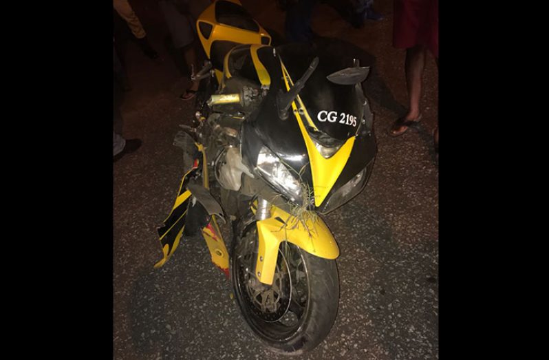 The motorbike that was involved in the accident