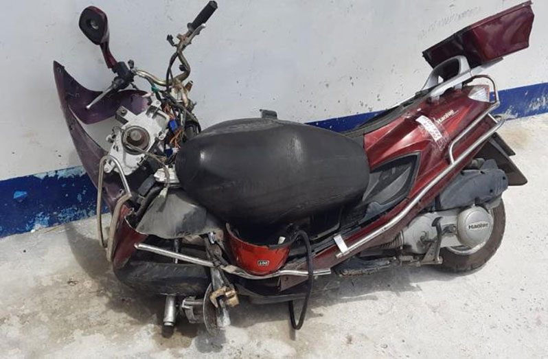 The victim’s mangled motorcycle (GPF photo)