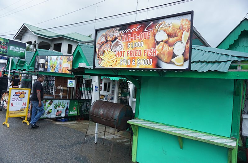 A billboard at `Sweet Lips’ offering delicacies for sale