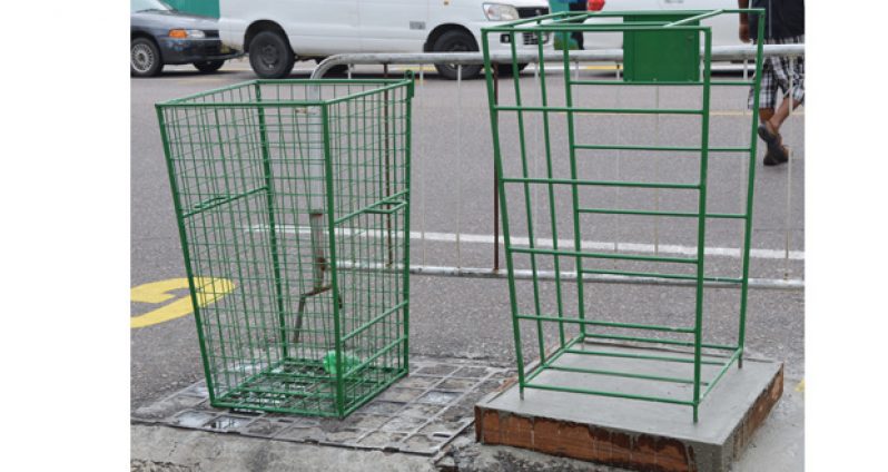 The newly installed waste receptacles on Regent Street